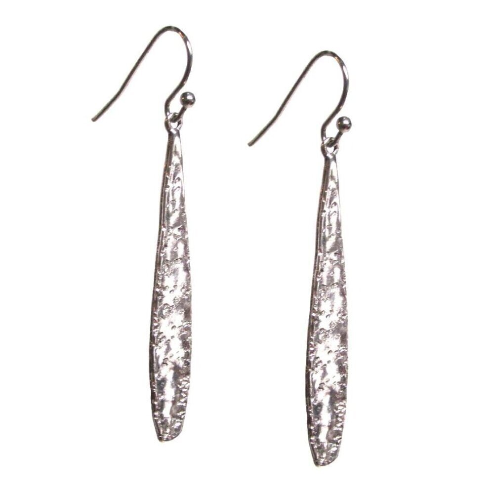 Earrings Gifts for Women Boho Hand Hammered Bar Drop Dangle Silver Earrings Chri